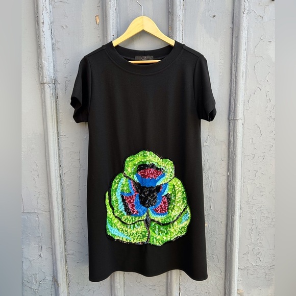 Giles Deacon Black sequin Shift Dress, Size M - Picture 2 of 8